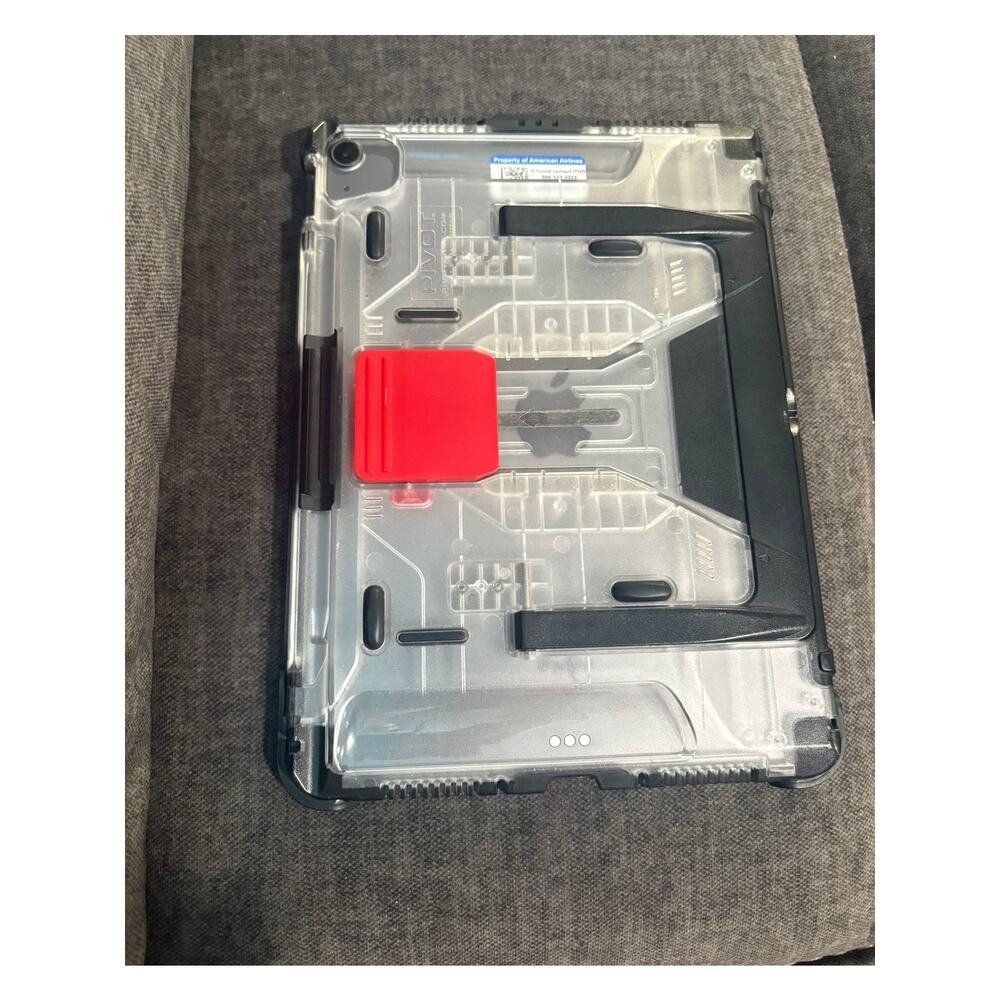 PIVOT by FlyBoys Black and Clear iPad Case w/ Red clip